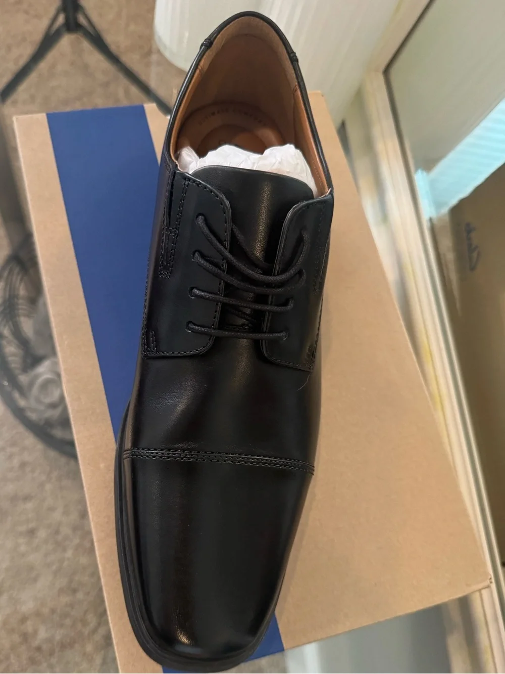Clarks Tilden Cap Black Leather Cap Toe Oxford Dress Shoes Men’s 11 M NIB